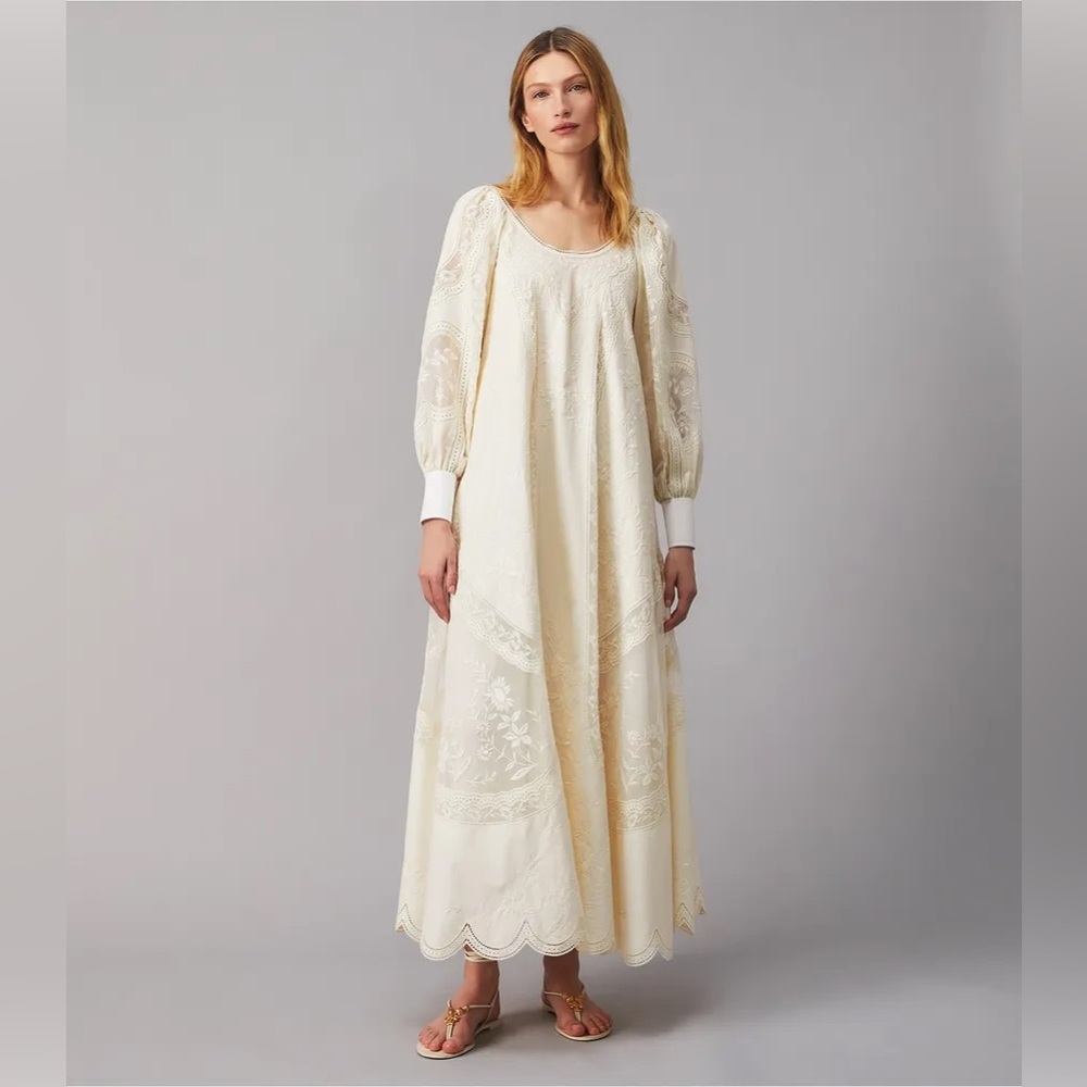 Worn once TORY BURCH Embroidered Poplin Dress $1,898 XS - Picture 3 of 16